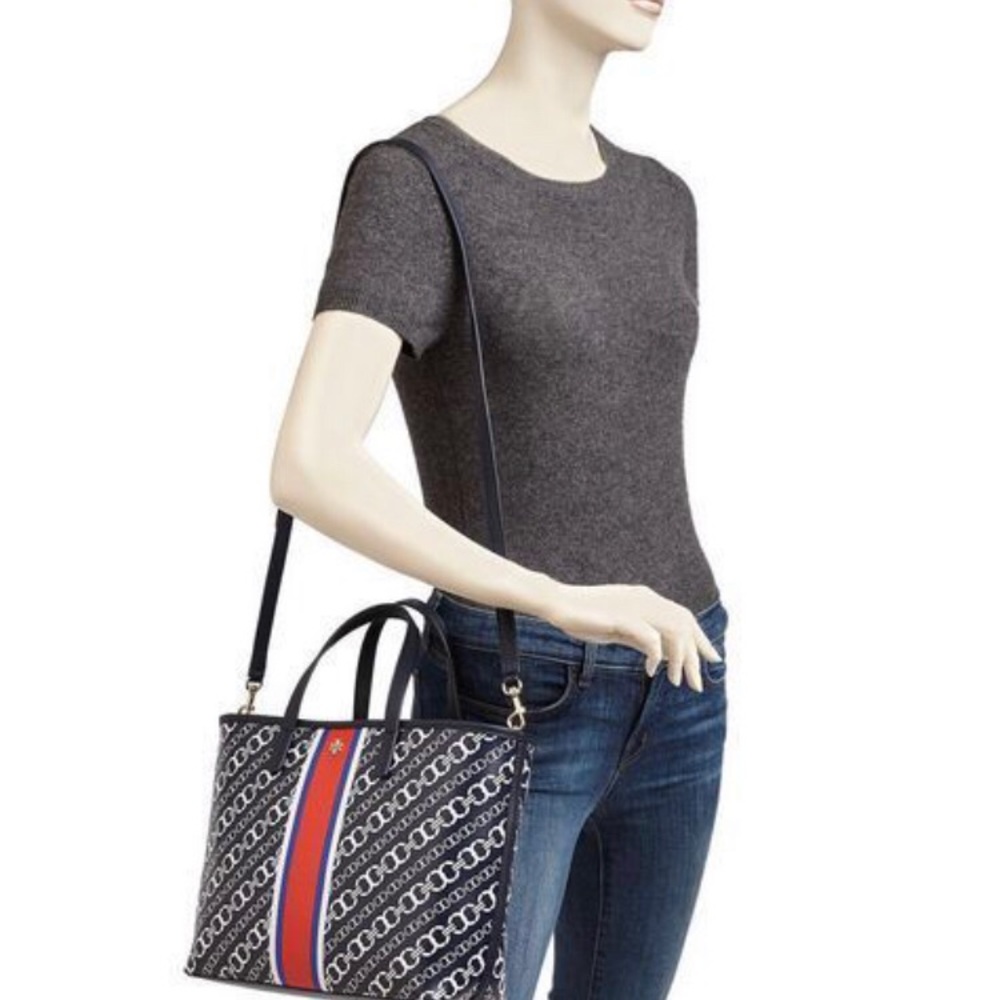 Tory Birch Navy Gemini Link tote